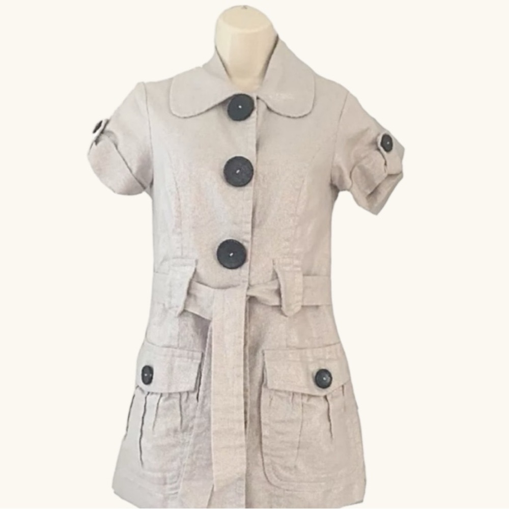 ✨ Kensie Linen Blend | Belted Safari Chic Jacket | Short Sleeve |  XS